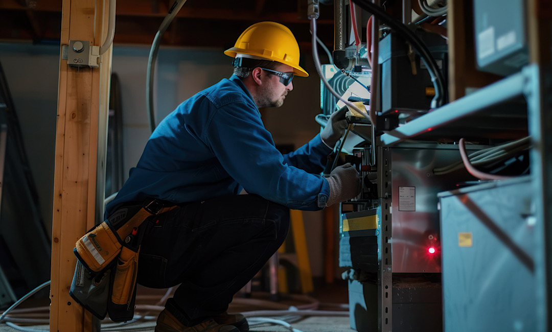 Man repairing furnace in Denver
